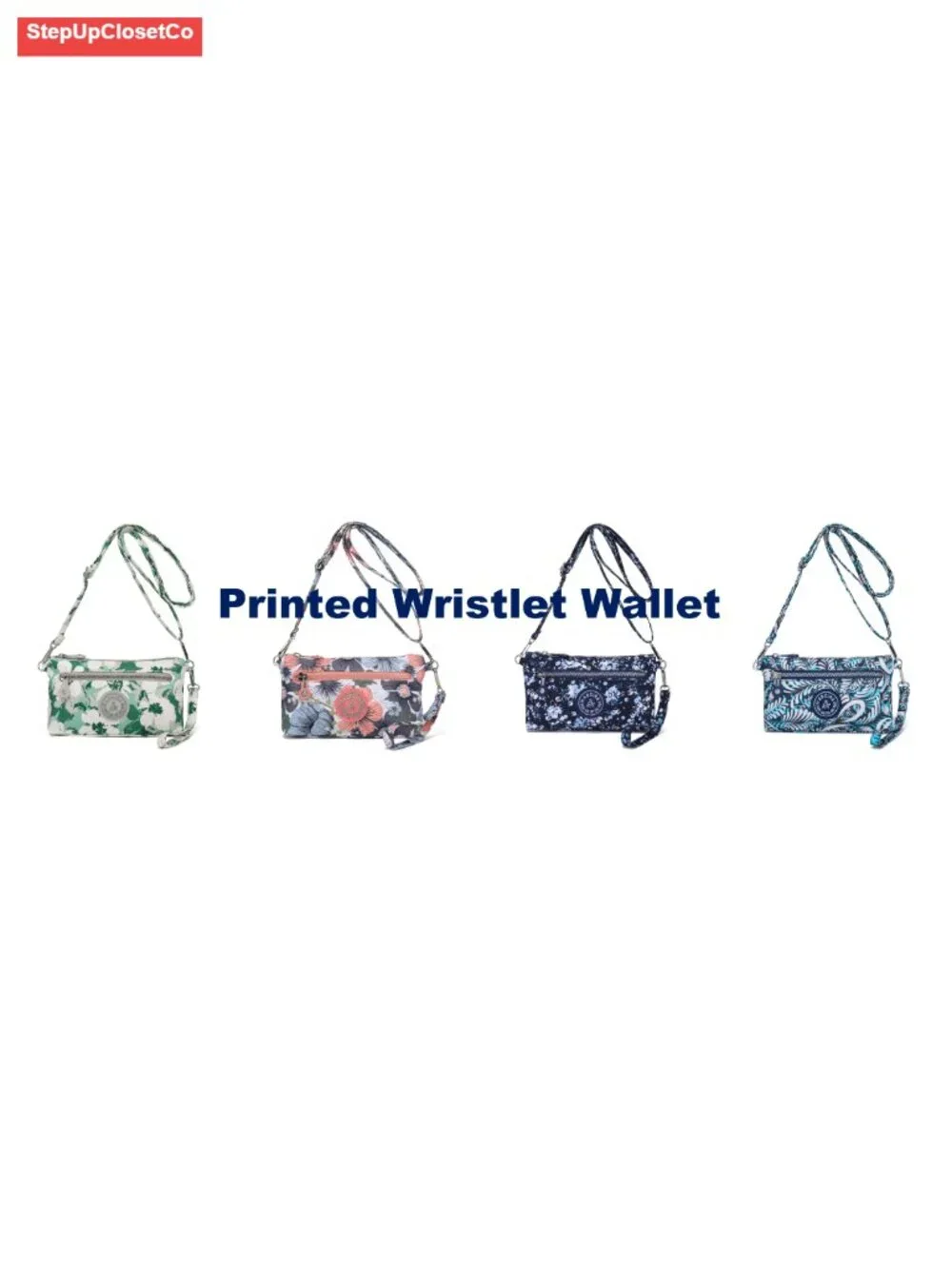 Nylon RFID Wristlet Wallet Convertible Crossbody Purse Tri-Zip